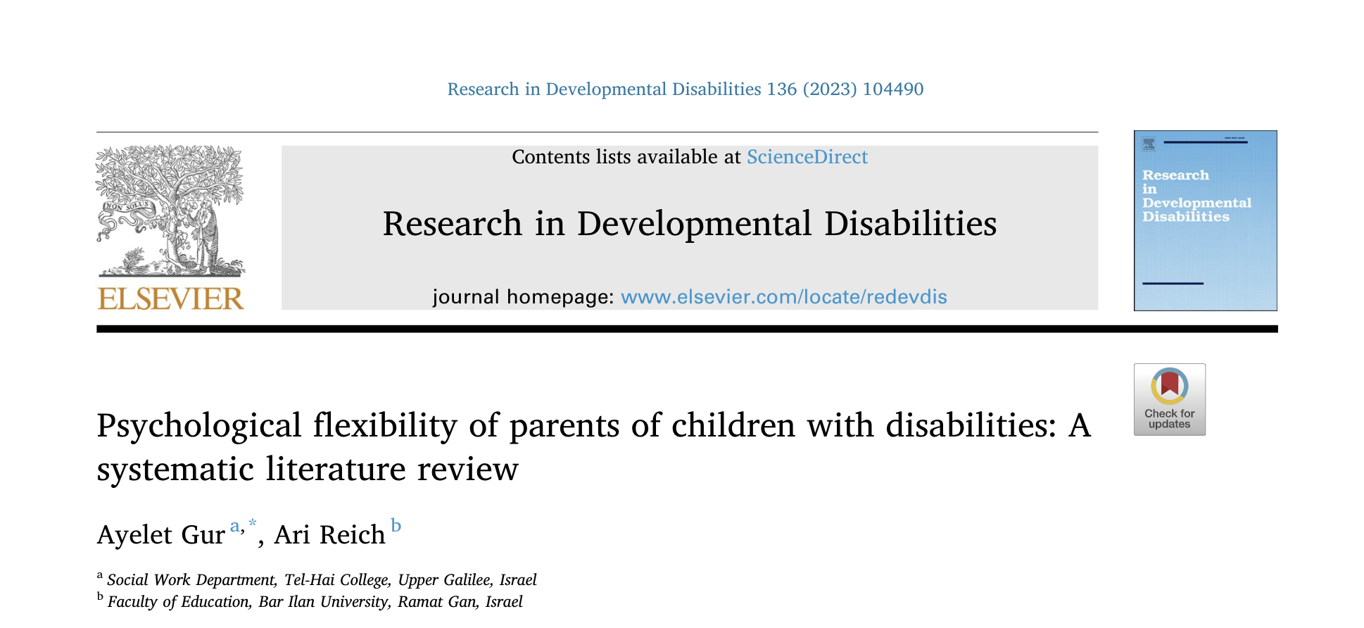 Psychological flexibility of parents of children with disabilities: a ...